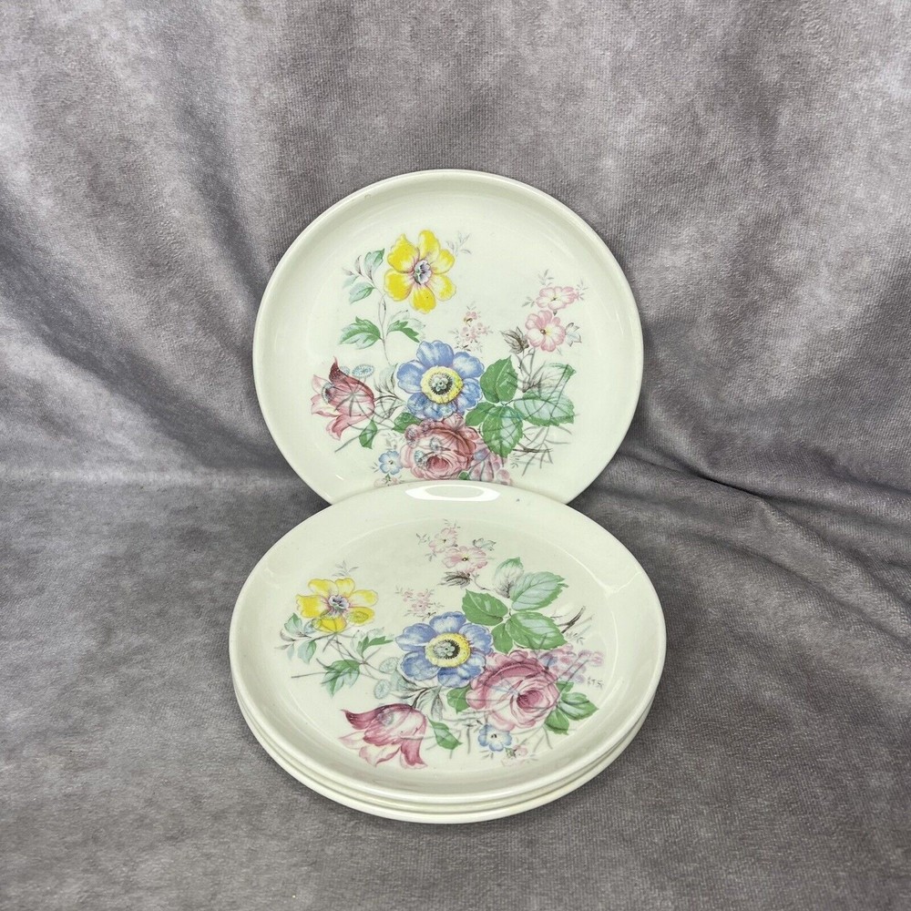 Lot of 4 Royal Stetson China Royal Maytime bread dessert plates porcelain